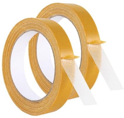 SYEYCW 2 Rolls Double Sided Super Sticky Fabric Tapes, 0.78IN x 32.8FT Clear Double Heavy Duty Stick Tape, Multifunctional Extra Strong Self Adhesive Tape, for Carpet, Wall, Floor, Mat, DIY Crafts