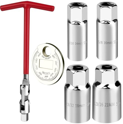Set di 6 Chiave Candela, Bussola Candele, Chiave Candele 14mm 16mm 18mm 21mm, Set Chiavi Candela con Impugnatura a T Universale per Auto, Moto e Tosaerba, Strumento di Rimozione delle Candeles