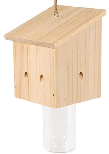 Wespen Hornissen, Zimmermannsbienenfallen für draußen, hängende Bienenfalle aus Holz mit Glasgefäß, wetterbeständiger Fänger für den Außenbereich (1 Packung)