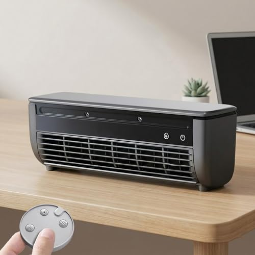 Enfriador de Aire de Pared Sin Perforación, Mini Aire Acondicionado Portátil USB 3 Velocidades, Ventilador Silencioso con Control Remoto para Oficina, Baño(Negro)