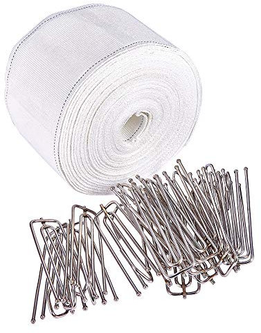 Increway Gardinenband, tiefe Plisseefalten, weißes Band mit 20 Haken aus Edelstahl, 4 Zinken, 10 m