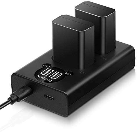 ENEGON NP-FW50 Akku (2-Pack | 1300mAh) und LCD Dual USB Ladegerät für Sony ZV-E10, A6000, A6300, A6400, A6500, A7, A7II, A7RII, A7SII, A7S, A7R, A7RII, A55, A5100, RX10 - Zubehör Kit