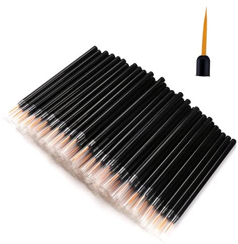 Zarivy 100PCS Disposable Eyeliner Makeup Brushes With Covers On the Hair, Makeup Eye Liner Tools Wands Applicator(Size: 9cm, Thick: 0.2cm, Color: Black)