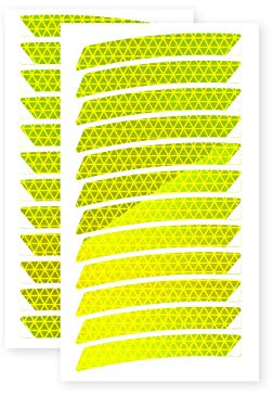 reflecto reflexsticker in Neon-Edition für Fahrradfelgen | 12 bis 24 Zoll Felgen | gelb oder orange | 24 Streifen im Set | Reflektoren-Aufkleber fürs Fahrrad, Kinder Laufrad, Anhänger, Dreirad