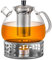Cosumy Tetera de Cristal con Calentador de Vela - 1.5l - Con Filtro - Apta para Lavavajillas - resistente al calor
