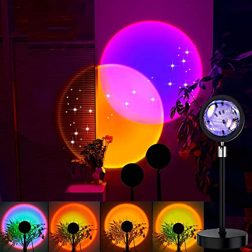 EJ's SUPER CAR Sunset Lamp Projector LED Night Light Projection,180 Degree Rotation Rainbow USB Projection Lamp, Romantic Visual LED Light for Home Party Living Room Bedroom Decor