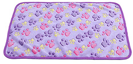 TT- Hundedecke Kuscheldecke Waschbare,40x60cm Fleecedecke für Hunde,Katzendecke Hunde Katzen mit Pfoten Drucken,Teppich Waschbar Haustiere,Flauschige Haustierdecke,Haustierdeck (Lila)