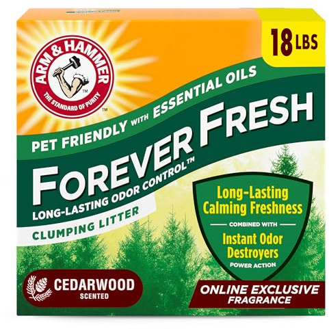 Arm & Hammer Forever Fresh Clumping Cat Litter Cedarwood, MultiCat 18lb, Pet Friendly with Essential Oils