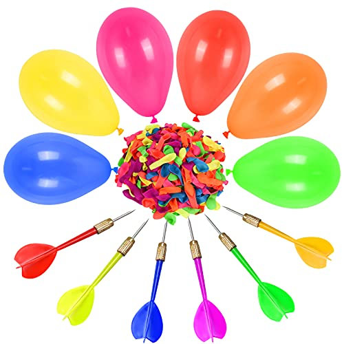 FORMIZON Ballon de Fléchettes Set, Ensemble de Ballons d'eau 500 Petits Ballons et 6 Fléchettes pour Décorations de Cirque, Carnaval, fête d'anniversaire, Jeux en Plein air pour Enfants et Adultes