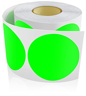 500 pz Adesivi rotondi 50mm Codifica a colori Etichette circolari Rotolo Punti di marcatura Fluorescenti Verde