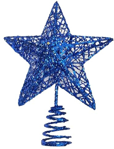 Weihnachtsbaum-Sternspitze, Weihnachtsbaumspitze, glitzernd, 5-Punkt-Stern-Baumspitze für Weihnachtsbaumschmuck (blau)