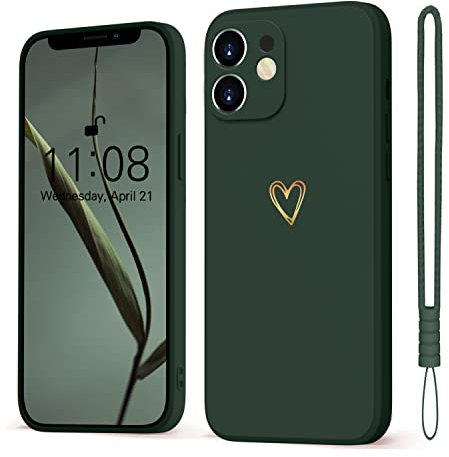 Mitetabo für Handyhülle iPhone 11 Hülle Gold Liebesherz,Mädchen Case Weich Silikon Slim Stoßfest Kratzfeste Süßes Gold Love Schutzhülle für iPhone 11 6.1 Grün