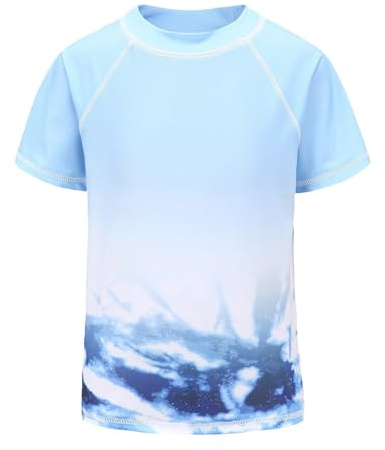 Qterdiz Camiseta de natación de manga corta para niños de secado rápido Rashguard bañador 110-164, Manga Corta 21b / Niña, 13-14 Años