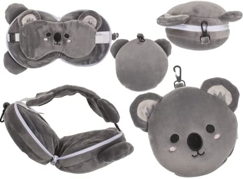 Out of the blue Cuscino da viaggio in peluche con maschera per gli occhi, koala, ca. 15 x 18 x 10 cm