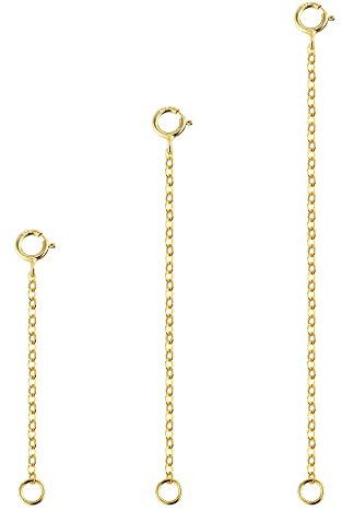 3 Stück 14 Karat Gold Halskette Verlängerungen 925 Sterling Silber Verlängerungskette für Armband Fußkettchen Schmuckherstellung 1 2 3 Zoll