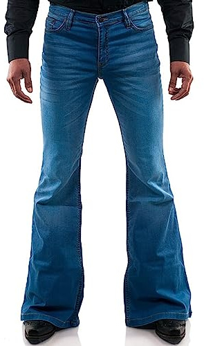 Botten Jean vintage pour homme style années 60 et 70 pour homme, pantalon disco évasé, bleu flair, Bleu 5, 35W