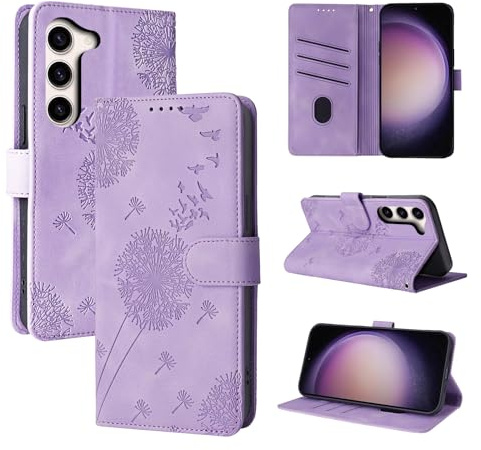 Rostsant Handyhülle für Samsung Galaxy S23 5G Löwenzahn PU Leder Samsung Galaxy S23 5G Flip Case Brieftasche Tasche Hülle Magnetisch Handyhülle für Samsung Galaxy S23 5G Violett