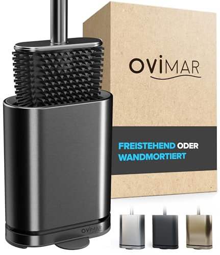 Ovimar Scopino per WC Falketind | Canna di Fucile | Silicone | Ventilazione | Acciaio Inossidabile | Vassoio Raccogligocce Rimovibile | 6 cm di Larghezza