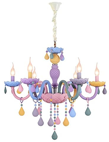 Modern Pendelleuchte Regenbogen-Kristall-Kronleuchter, moderne Kunst, Kerze, Pendelleuchte, bunte Süßigkeiten, Design, Hängelampe, Deckenleuchte for Mädchen, Schlafzimmer, Wohnzimmer, Café, Kinderzimm