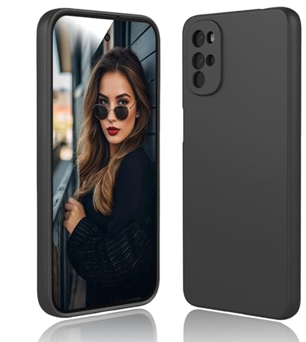 DESSEN Funda para Motorola Moto G22 - Líquida Silicona Carcasa con Forro de Microfibra Antiarañazos Delgada y Suave TPU Cover Anti-Choques Protectora Case, Negro