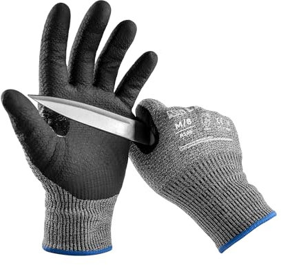 LANON Cut Resistant Gloves, Level D Protection, Nitrile Coated ANSI A4 Cut Work Gloves, Reinforced Thumbs, 3D Comfort Fit, Power Grip, Smart Touch, Medium