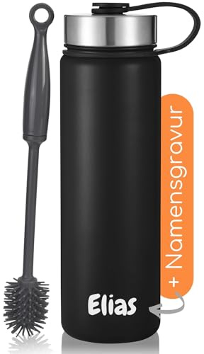 Milu® Trinkflasche mit Gravur personalisiert - als Geschenk-Idee Ostern, Vatertag, Muttertag, Weihnachten, Einschulung, Liebesgeschenk, Geburtstag Frauen und Männer Mama Papa Kinder (750ml + Gravur)