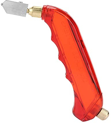 Glomora Tagliavetro manuale per alimentazione olio Utensile professionale per il taglio del vetro con manico in plastica (Red)
