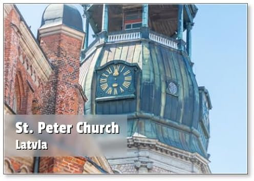 Kühlschrankmagnet Uhr der berühmten St. Peter Kirche, Altstadt, Riga, Lettland, Kühlschrankmagnet