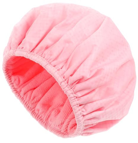 Bonnet de douche doublé en tissu éponge réutilisable pour femme, triple couche, grand bonnet de douche doublé en tissu éponge, bonnet de bain imperméable pour cheveux longs et épais (carreaux roses)