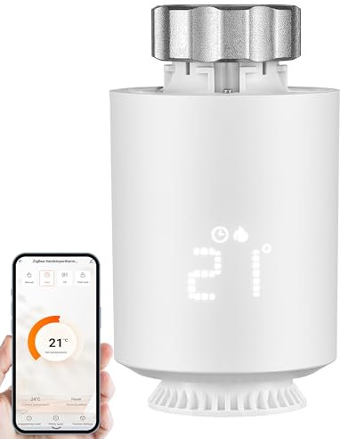 Smartes Thermostat Heizung Zigbee Smartphone steuerbar Heizkörperthermostat Heizungssteuerung Digitales Thermostat Amazon Alexa & Google Assistant kompatibel Energiesparend WLAN Heizungsregler