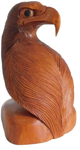 Brave Wings Hand Carved Wooden Eagle ~ Eagle Head Bust 21.5cm High ~ Ornament Sculpture Figurine Statue Unique Table Decoration Home Decor ~ 5054
