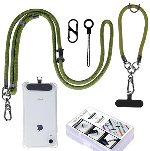 kedelux Phone Lanyard Crossbody, 1x Cell Phone Neck Strap 1 x Wrist Strap, Anti Theft Universal Nylon Phone Chain for iPhone Samsung