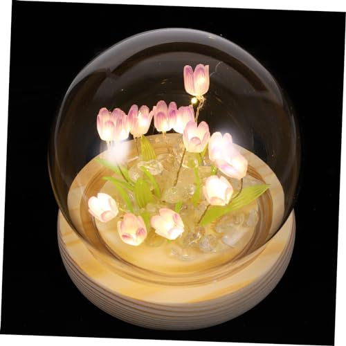 OSALADI DIY Tulip Night Lamp Kit 13pcs Purple Flower Lamps Handmade Bedroom Night Light Decorative Atmosphere Light Bag for Bedside