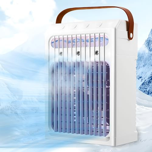 Aire acondicionado portátil, ventilador de CA portátil de 1000 ml, aire acondicionado pequeño personal USB, temporizador de 2/4/6 horas apagado, con luz nocturna de 7 colores, enfriador de aire