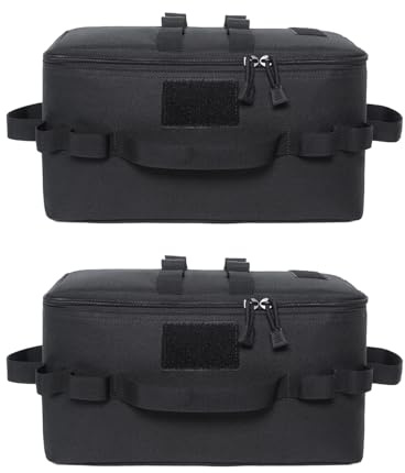 AidSci Set of 2 Kitchen Utensils Organiser Bag, Portable Camping Cookware Storage Bag, Waterproof Utensils Cookware Canister Bag with Hanging Loop for Camping Hiking BBQ, d, Modern
