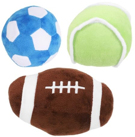TOBBOMEY 1 Set Haustierspielzeug Für Hunde, Apportierbälle, Fußbälle, Plüschkissen, Sport Wurfkissen, Basketballkissen, Baseball, Plüschspielzeug Für Hunde, Fußball Themenbär, Gefülltes