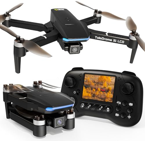 Toladrone Dron con Cámara para Principiantes, Mando a Distancia con Pantalla LCD, Motor sin Escobillas, Función de Ajuste Fino, Drones RC para Adultos TD31LCD