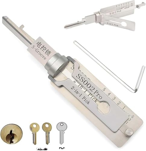 Edelstahl-Hauptschlüssel-Decoder, Dietrich-Set, Werkzeug, 2-in-1 Hauptschlüssel-Decoder, Lockpicking-Werkzeuge, Zugangstüren, verschiedene Formen, SS001-SS002 (Ss002 Pro)