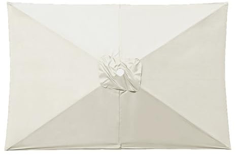 HonunGron UV30+ Telo di Ricambio per Ombrellone Rettangolare, 3 x 2 m, 6 Stecche, per Giardino, Spiaggia, Mercato e Tavolo, in Tessuto di Ricambio (Beige)