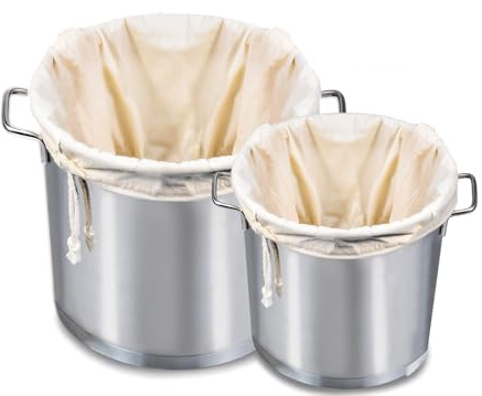 LANANUVO 2 Pieza Filtro Cerveza Algodón, Bolsa Colador de Malla Fina Bolsas de Filtro de Cerveza con Cordón Reutilizables Bolsa de Gasa Filtrantes para Cerveza, Vino, Yogur, Café, Frutas（20x30/40x46