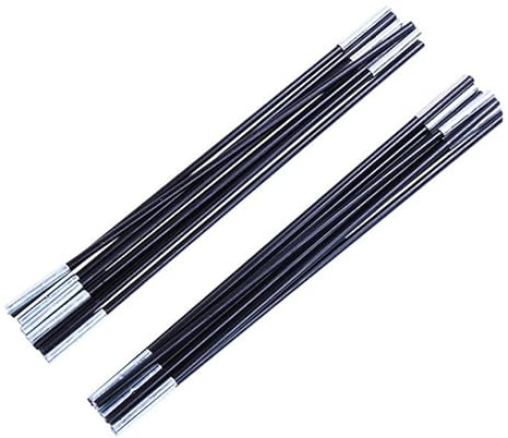 Supvox Zeltstangen aus Fiberglas, 2 Stück, 6 Abschnitte Schwarz | Ersatzset für Zeltstange, Zeltstangen Fiberglas, Tragbar und Leicht zu Handhaben