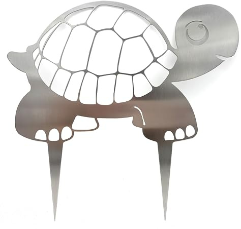 ARTTEC Schildkröte Stecker - handgefertigte Edelstahl Gartendeko - Metall Gartenstecker für Garten, Balkon & Terrasse - Unikat, robust und dekorativ - Made in Germany
