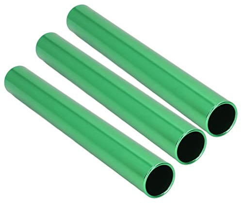 ANKROYU 3 Piezas de bastón de relevo de competición, Pista de bastón de relevo de aleación de Aluminio Tallada Hueca de Color Brillante para Entrenamiento, competición, Juego Deportivo, (Verde)
