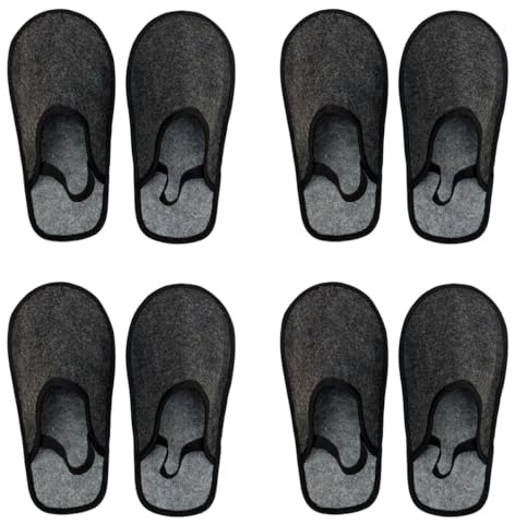 Xlabor Lot de 4 paires de pantoufles de musée en feutre avec élastique - Couvre-chaussures pour protéger le sol contre la saleté et les rayures - Pantoufles artisanales - Chaussons en feutre, Gris