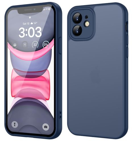 ORDA für iPhone 11 Hülle, Vollständiger Kameraschutz Stoßfest, DunkelBlau | Matt Handyhülle für iPhone 11, Kratzfest Transluzente Rückseite Schutzhülle, Anti-Fingerabdruck Case