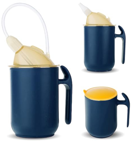 Tutamaz Schnabeltasse Senioren, 3-in-1 Erwachsenen Schnabelbecher 400ml Schnabelaufsatz Auslaufsichere Becher für ältere Menschen Erwachsenen Schnabelbecher zum Fütterung und Trinkhilfe