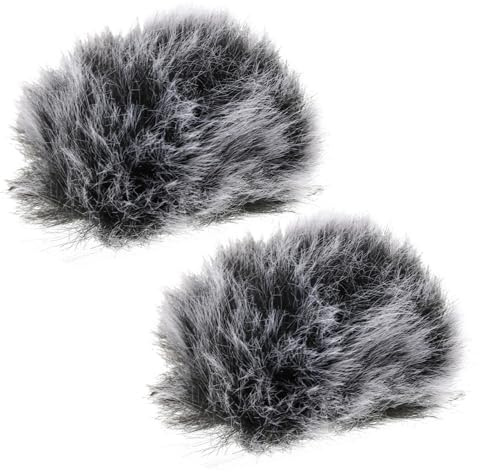 HIAKDOFT 2Pcs Windproof Microphone Covers Black and Grey Furry Mic Guards for Noise Reduction Recording Speech Contest Church Wedding Stage Use