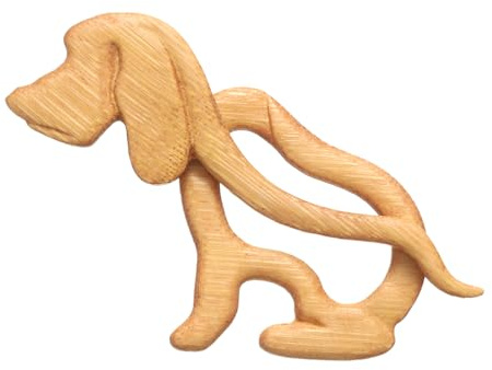 sourcing map Broche en bois en forme de chien assis, épingle à châle vintage pour pull mignon en bois pour femme, fille, écharpe, badge décoratif