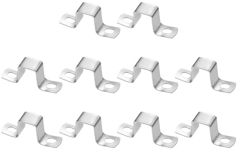 sourcing map 10 abrazaderas de tubo cuadradas de 20 x 30 mm, acero inoxidable 304, hebilla de tubo cuadrada gruesa en forma de U, conector de puntal para cable de manguera de tubo, color plateado