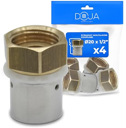 DOJA Barcelona Raccordo Multistrato - Ø20mm x 1/2 - Confezione da 4 - Installazione Facile, Materiale Durevole, Raccordi e Connector Multistrato, Ideale per Accoppiamento Multistrato Femmina